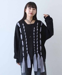 MEDE19F リボン遣いケーブルニット