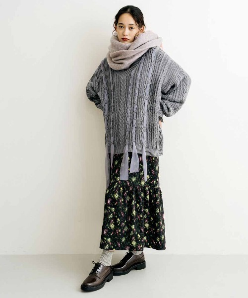 MEDE19F(メデジュウキュウ)の「MEDE19F リボン遣いケーブルニット(ニット/セーター・レディース・ブラック系その他/グレー系その他・LL/L/M)」の8枚目の写真