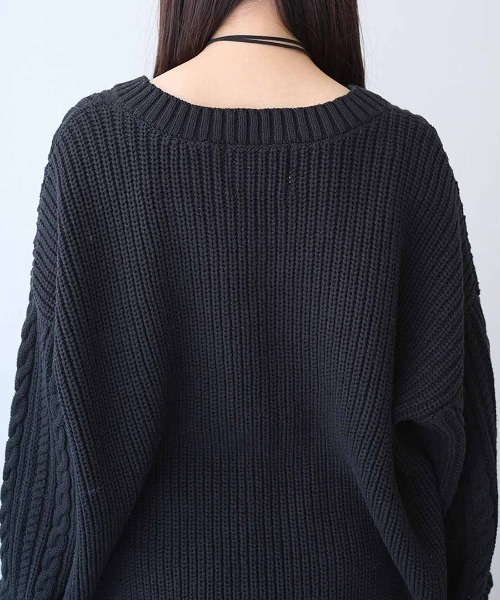 MEDE19F(メデジュウキュウ)の「MEDE19F リボン遣いケーブルニット(ニット/セーター・レディース・ブラック系その他/グレー系その他・LL/L/M)」の15枚目の写真