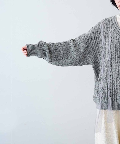 MEDE19F(メデジュウキュウ)の「MEDE19F リボン遣いケーブルニット(ニット/セーター・レディース・ブラック系その他/グレー系その他・LL/L/M)」の20枚目の写真