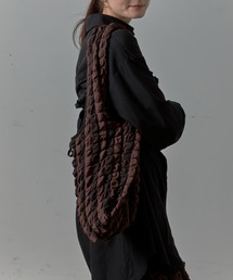 Lipoy（リポイ）の「シーサッカー ストライプ柄 マルシェバッグ ショルダーバッグ（エコバッグ/サブバッグ）」