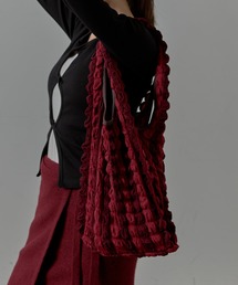 Lipoy（リポイ）の「シーサッカー ストライプ柄 マルシェバッグ ショルダーバッグ（エコバッグ/サブバッグ）」