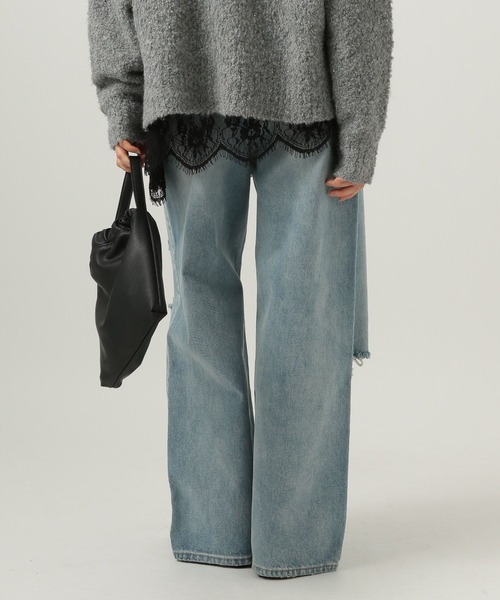 BAYFLOW（ベイフロー）の「ダメージワイドデニム（デニムパンツ・レディース・ライトブルー/インディゴブルー・SMALL/MEDIUM）」の6枚目の写真