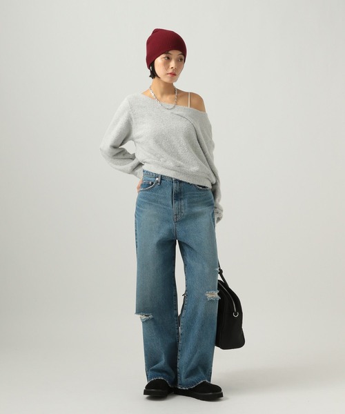 BAYFLOW（ベイフロー）の「ダメージワイドデニム（デニムパンツ・レディース・ライトブルー/インディゴブルー・SMALL/MEDIUM）」の8枚目の写真