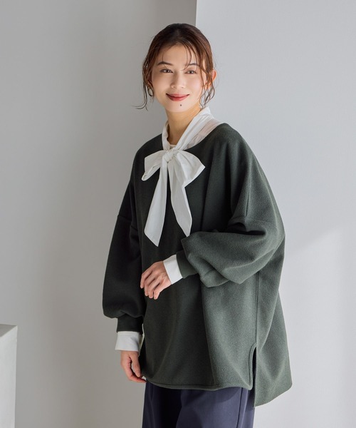 studio CLIP（スタディオクリップ）の「ブークレダンボールプルオーバー《オケージョン2026SS》（Tシャツ/カットソー・レディース・ネイビー/チャコールグレー/オフホワイト・FREE）」の2枚目の写真