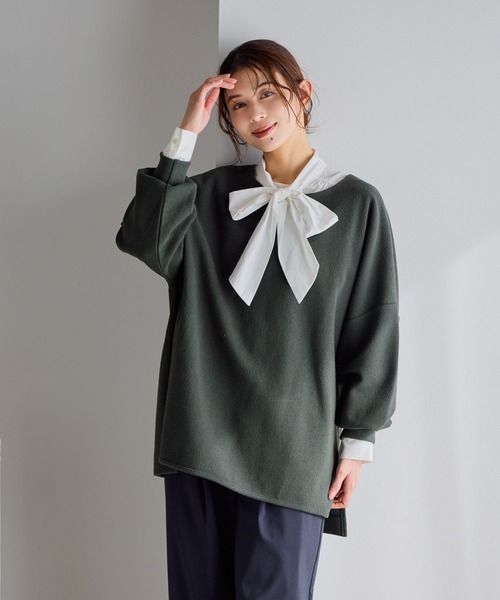 studio CLIP（スタディオクリップ）の「ブークレダンボールプルオーバー《オケージョン2026SS》（Tシャツ/カットソー・レディース・ネイビー/チャコールグレー/オフホワイト・FREE）」の10枚目の写真