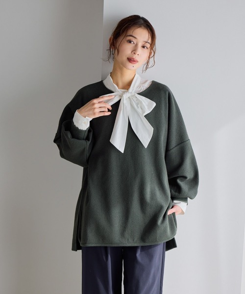 studio CLIP（スタディオクリップ）の「ブークレダンボールプルオーバー《オケージョン2026SS》（Tシャツ/カットソー・レディース・ネイビー/チャコールグレー/オフホワイト・FREE）」の12枚目の写真