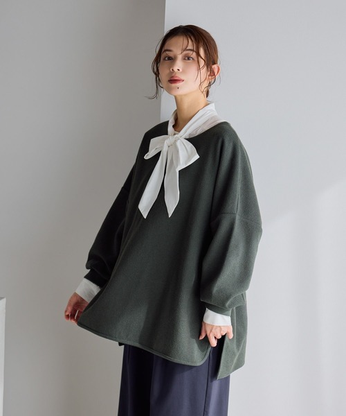 studio CLIP（スタディオクリップ）の「ブークレダンボールプルオーバー《オケージョン2026SS》（Tシャツ/カットソー・レディース・ネイビー/チャコールグレー/オフホワイト・FREE）」の13枚目の写真