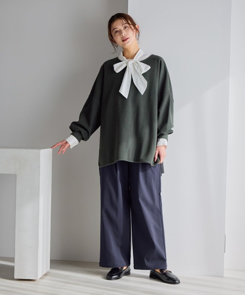 studio CLIP（スタディオクリップ）の「ブークレダンボールプルオーバー《オケージョン2026SS》（Tシャツ/カットソー・レディース・ネイビー/チャコールグレー/オフホワイト・FREE）」の15枚目の写真