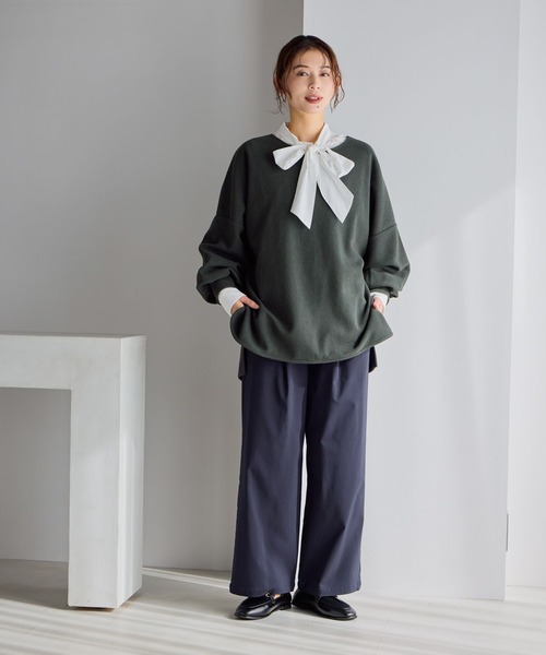 studio CLIP（スタディオクリップ）の「ブークレダンボールプルオーバー《オケージョン2026SS》（Tシャツ/カットソー・レディース・ネイビー/チャコールグレー/オフホワイト・FREE）」の18枚目の写真