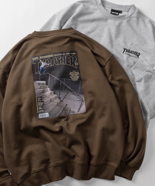 THRASHER(スラッシャー)の「【70】【THRASHER/スラッシャー】マガジンプリント 裏毛 クルーネックスウェット/バックプリント/ワンポイントロゴ(スウェット・メンズ・ブラック/アッシュグレー/ブラウン・M/L/XL)」の1枚目の写真