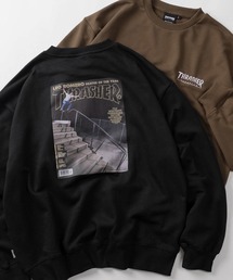 【70】【THRASHER/スラッシャー】マガジンプリント 裏毛 クルーネックスウェット/バックプリント/ワンポイントロゴ