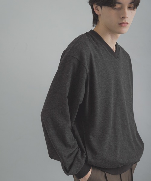 SENSE OF PLACE by URBAN RESEARCH（センスオブプレイスバイアーバンリサーチ）の「ライトカットメルトンVネックプルオーバー（Tシャツ/カットソー・メンズ・グレー/アイボリー/ブラック・MEDIUM/LARGE）」の3枚目の写真