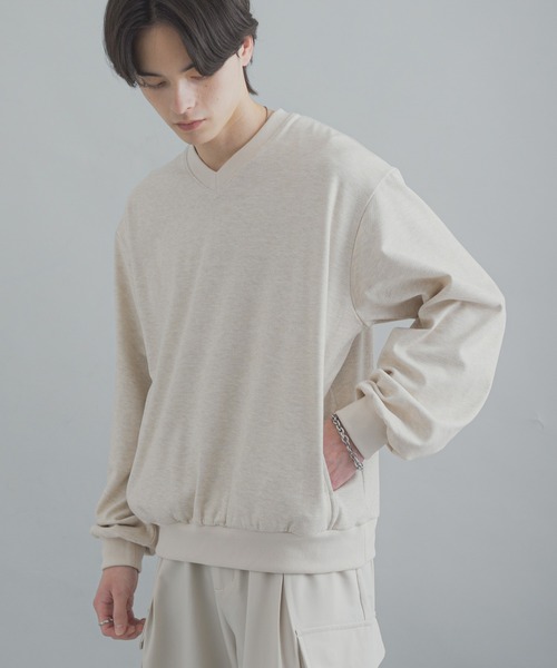 SENSE OF PLACE by URBAN RESEARCH（センスオブプレイスバイアーバンリサーチ）の「ライトカットメルトンVネックプルオーバー（Tシャツ/カットソー・メンズ・グレー/アイボリー/ブラック・MEDIUM/LARGE）」の4枚目の写真