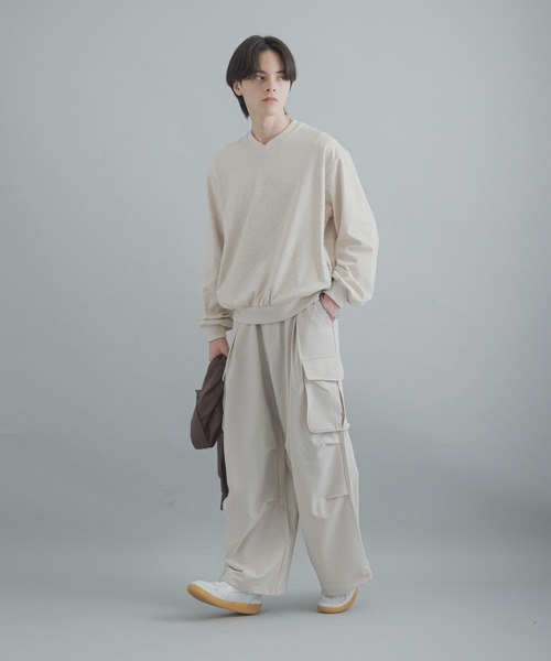 SENSE OF PLACE by URBAN RESEARCH（センスオブプレイスバイアーバンリサーチ）の「ライトカットメルトンVネックプルオーバー（Tシャツ/カットソー・メンズ・グレー/アイボリー/ブラック・MEDIUM/LARGE）」の6枚目の写真