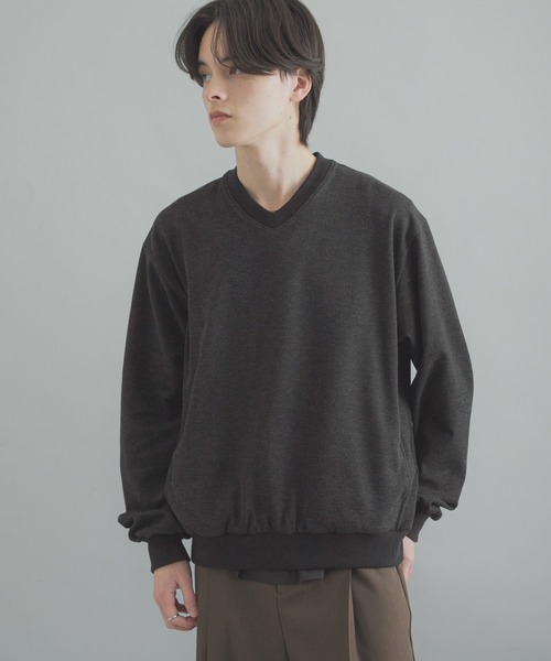 SENSE OF PLACE by URBAN RESEARCH（センスオブプレイスバイアーバンリサーチ）の「ライトカットメルトンVネックプルオーバー（Tシャツ/カットソー・メンズ・グレー/アイボリー/ブラック・MEDIUM/LARGE）」の9枚目の写真