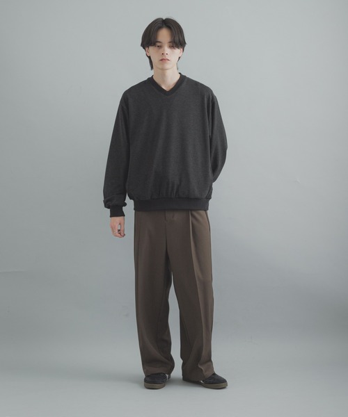 SENSE OF PLACE by URBAN RESEARCH（センスオブプレイスバイアーバンリサーチ）の「ライトカットメルトンVネックプルオーバー（Tシャツ/カットソー・メンズ・グレー/アイボリー/ブラック・MEDIUM/LARGE）」の13枚目の写真