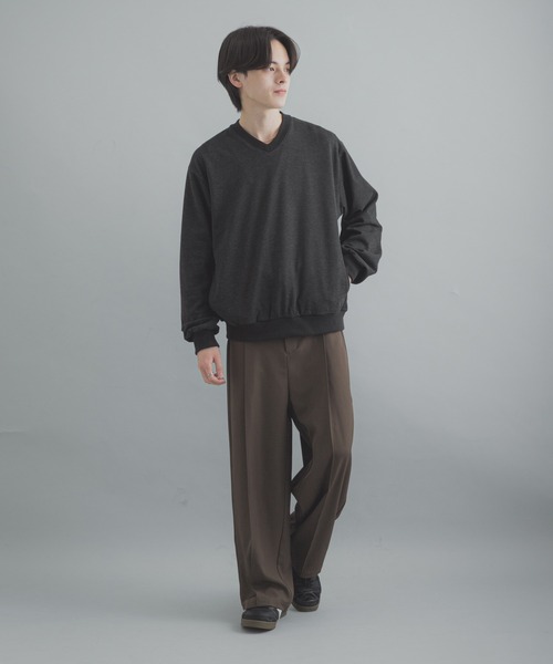 SENSE OF PLACE by URBAN RESEARCH（センスオブプレイスバイアーバンリサーチ）の「ライトカットメルトンVネックプルオーバー（Tシャツ/カットソー・メンズ・グレー/アイボリー/ブラック・MEDIUM/LARGE）」の14枚目の写真