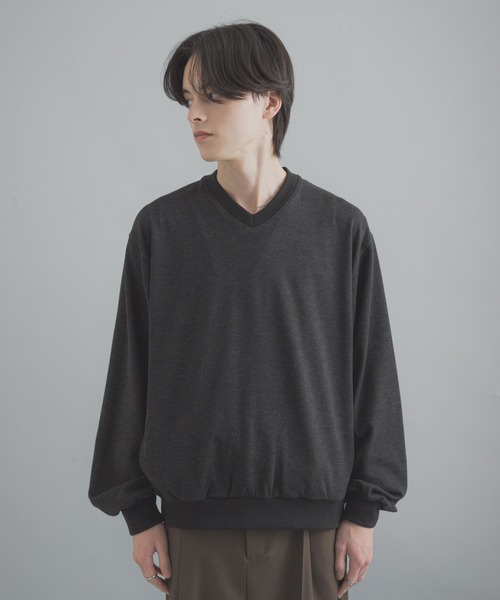 SENSE OF PLACE by URBAN RESEARCH（センスオブプレイスバイアーバンリサーチ）の「ライトカットメルトンVネックプルオーバー（Tシャツ/カットソー・メンズ・グレー/アイボリー/ブラック・MEDIUM/LARGE）」の15枚目の写真