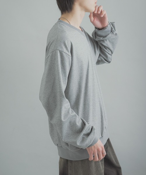 SENSE OF PLACE by URBAN RESEARCH（センスオブプレイスバイアーバンリサーチ）の「ライトカットメルトンVネックプルオーバー（Tシャツ/カットソー・メンズ・グレー/アイボリー/ブラック・MEDIUM/LARGE）」の18枚目の写真