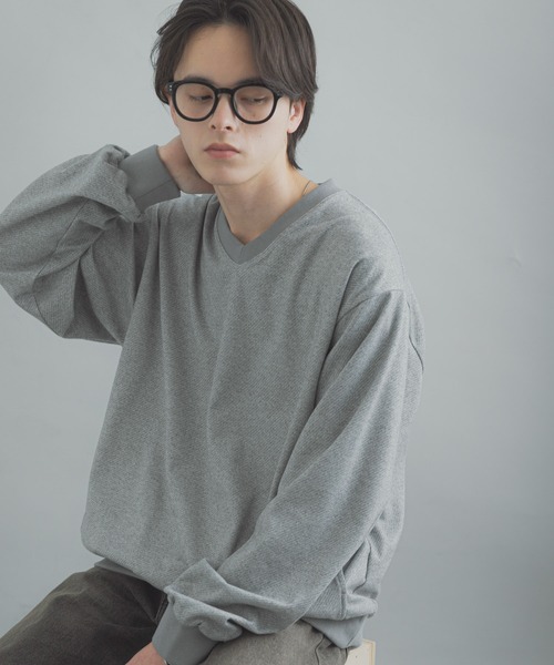 SENSE OF PLACE by URBAN RESEARCH（センスオブプレイスバイアーバンリサーチ）の「ライトカットメルトンVネックプルオーバー（Tシャツ/カットソー・メンズ・グレー/アイボリー/ブラック・MEDIUM/LARGE）」の22枚目の写真