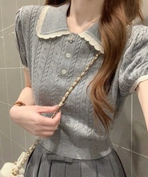 パフスリーブ」に該当するトップス（グレー/灰色系）ファッション通販