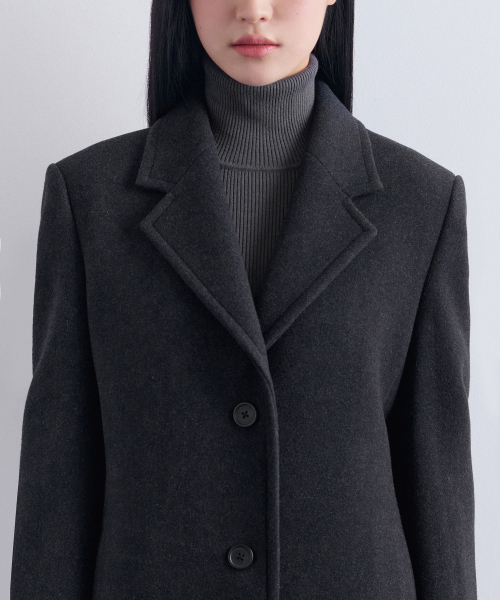 MUSINSA STANDARD WOMAN（ムシンサスタンダードウーマン）の「ウィメンズカシミヤブレンドタイディマキシコート[チャコールグレー]（チェスターコート・レディース・その他・LARGE/MEDIUM/SMALL/X-SMALL）」の3枚目の写真