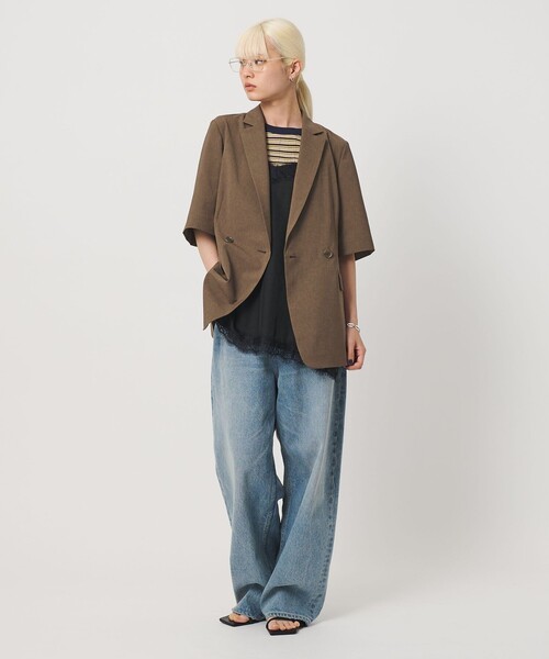 BEAUTY&YOUTH UNITED ARROWS(ビューティーアンドユースユナイテッドアローズ)の「ハーフスリーブ ジャケット 吸水速乾 防シワ ウォッシャブル(テーラードジャケット・レディース・ダークグレー/ベージュ/モカ/ダークブラウン・S/M)」の3枚目の写真