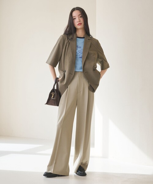 BEAUTY&YOUTH UNITED ARROWS（ビューティーアンドユースユナイテッドアローズ）の「ハーフスリーブ ジャケット 吸水速乾 防シワ（テーラードジャケット・レディース・ダークグレー/ベージュ/モカ・S/M）」の7枚目の写真