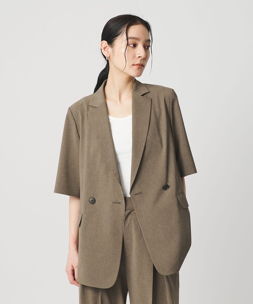 BEAUTY&YOUTH UNITED ARROWS（ビューティーアンドユースユナイテッドアローズ）の「ハーフスリーブ ジャケット 吸水速乾 防シワ（テーラードジャケット・レディース・ダークグレー/ベージュ/モカ・S/M）」の8枚目の写真