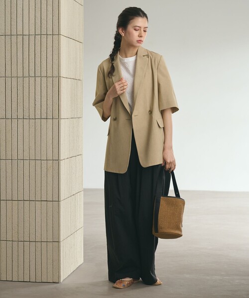 BEAUTY&YOUTH UNITED ARROWS（ビューティーアンドユースユナイテッドアローズ）の「ハーフスリーブ ジャケット 吸水速乾 防シワ（テーラードジャケット・レディース・ダークグレー/ベージュ/モカ・S/M）」の16枚目の写真