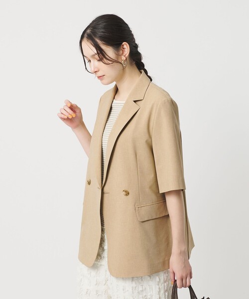 BEAUTY&YOUTH UNITED ARROWS（ビューティーアンドユースユナイテッドアローズ）の「ハーフスリーブ ジャケット 吸水速乾 防シワ（テーラードジャケット・レディース・ダークグレー/ベージュ/モカ・S/M）」の18枚目の写真