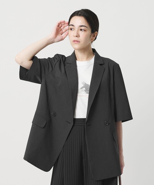 BEAUTY&YOUTH UNITED ARROWS（ビューティーアンドユースユナイテッドアローズ）の「ハーフスリーブ ジャケット 吸水速乾 防シワ（テーラードジャケット・レディース・ダークグレー/ベージュ/モカ・S/M）」の20枚目の写真