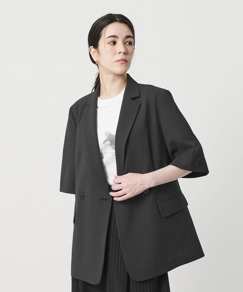 BEAUTY&YOUTH UNITED ARROWS（ビューティーアンドユースユナイテッドアローズ）の「ハーフスリーブ ジャケット 吸水速乾 防シワ（テーラードジャケット・レディース・ダークグレー/ベージュ/モカ・S/M）」の21枚目の写真