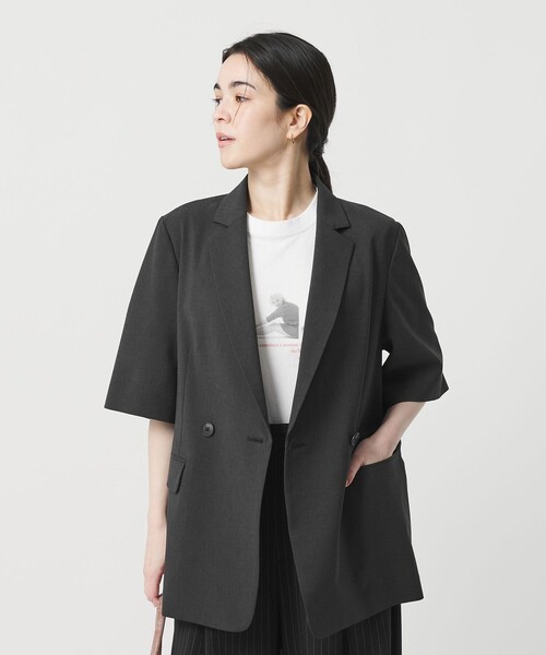 BEAUTY&YOUTH UNITED ARROWS（ビューティーアンドユースユナイテッドアローズ）の「ハーフスリーブ ジャケット 吸水速乾 防シワ（テーラードジャケット・レディース・ダークグレー/ベージュ/モカ・S/M）」の22枚目の写真