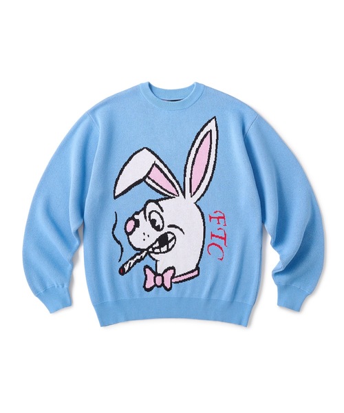 FTC（エフティーシー）の「SMOKING RABBIT SWEATER（ニット/セーター・メンズ・ホワイト/ブラック/ライトブルー・MEDIUM/LARGE/SMALL/X-LARGE）」の3枚目の写真