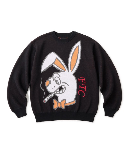 FTC（エフティーシー）の「SMOKING RABBIT SWEATER（ニット/セーター・メンズ・ホワイト/ブラック/ライトブルー・MEDIUM/LARGE/SMALL/X-LARGE）」の2枚目の写真