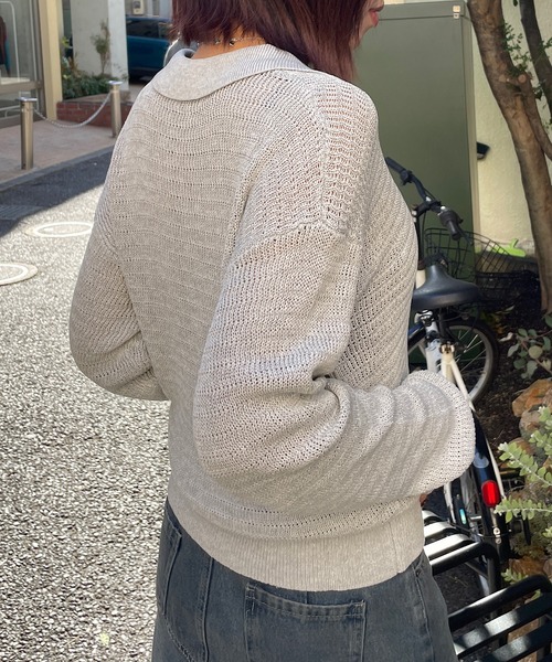 ROGER AND RAW（ロジャーアンドロウ）の「透かし編み襟付きニットプルオーバー（ニット/セーター・レディース・グレー/サックスブルー/ホワイト/チャコールグレー・FREE）」の18枚目の写真