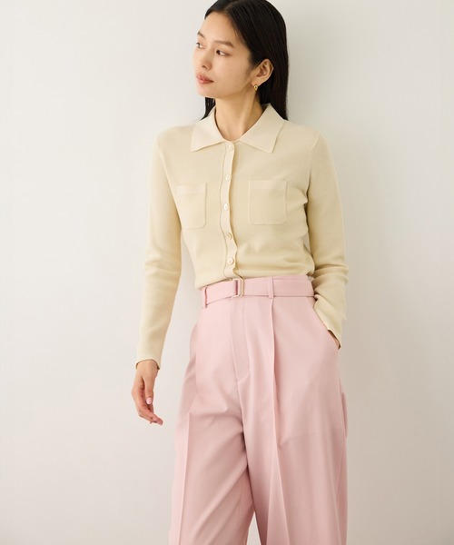 ROPE'（ロペ）の「ポロニットカーディガン/イージーケア（カーディガン/ボレロ・レディース・ブラック/ピンク/ベージュ・FREE）」の6枚目の写真