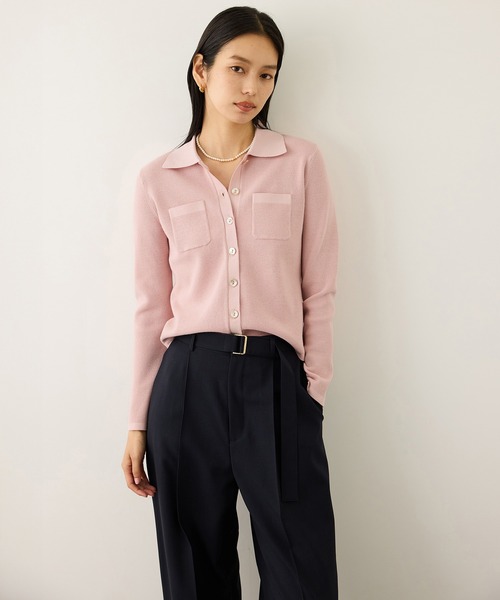 ROPE'（ロペ）の「ポロニットカーディガン/イージーケア（カーディガン/ボレロ・レディース・ブラック/ピンク/ベージュ・FREE）」の7枚目の写真