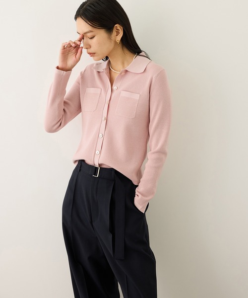 ROPE'（ロペ）の「ポロニットカーディガン/イージーケア（カーディガン/ボレロ・レディース・ブラック/ピンク/ベージュ・FREE）」の8枚目の写真