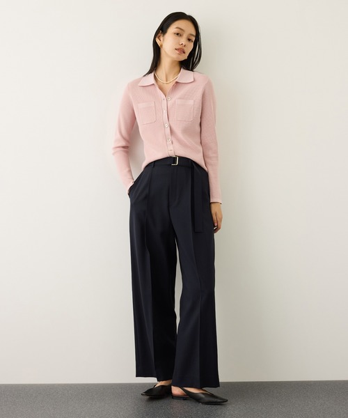 ROPE'（ロペ）の「ポロニットカーディガン/イージーケア（カーディガン/ボレロ・レディース・ブラック/ピンク/ベージュ・FREE）」の9枚目の写真