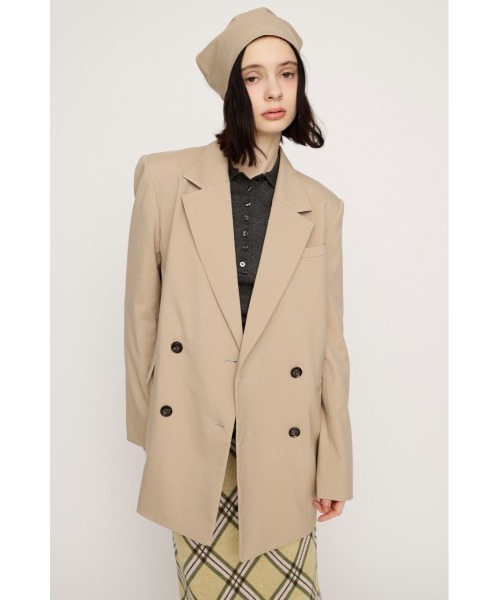 SLY(スライ)の「【2026SS新作】BOXY TAILORED JK ボクシーテーラードジャケット 春服(テーラードジャケット・レディース・ネイビー/ライトベージュ・FREE)」の1枚目の写真