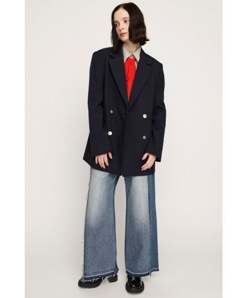 SLY(スライ)の「【2026SS新作】BOXY TAILORED JK ボクシーテーラードジャケット 春服(テーラードジャケット・レディース・ネイビー/ライトベージュ・FREE)」の3枚目の写真