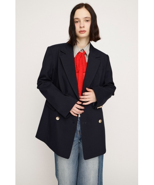 SLY(スライ)の「【2026SS新作】BOXY TAILORED JK ボクシーテーラードジャケット 春服(テーラードジャケット・レディース・ネイビー/ライトベージュ・FREE)」の4枚目の写真