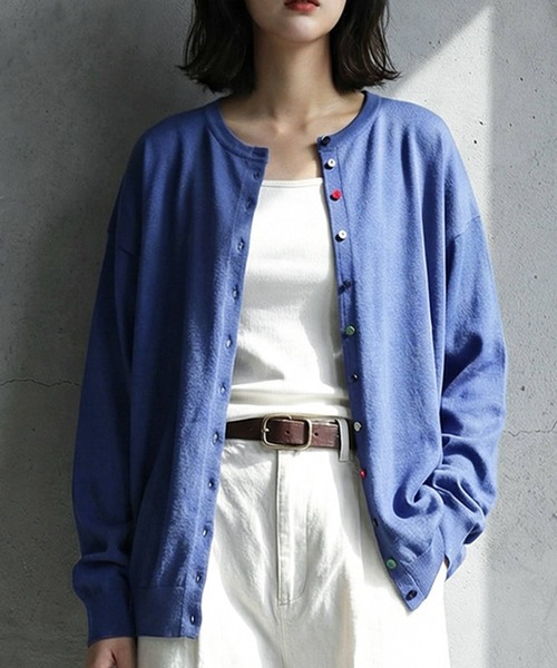 antiqua(アンティカ)の「接触冷感 UVカット ニット カーディガン(ニット/セーター・レディース・ブラック/杢グレー/ホワイト系その他/グリーン/レッド/ブルー系その他・P/R)」の6枚目の写真