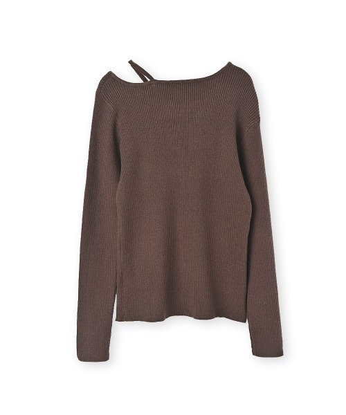 marjour（マージュール）の「SHOULDER CUTOUT RIB KNIT（ニット/セーター・レディース・ブラウン・M）」の13枚目の写真