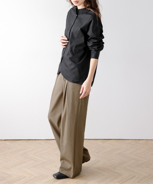 AMELY(エミリー)の「クロスタック ワイドパンツ(スラックス・レディース・グレー/ブラウン/ベージュ/ブラック・L/M)」の7枚目の写真