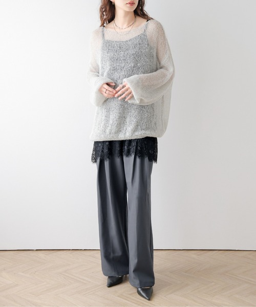 AMELY(エミリー)の「クロスタック ワイドパンツ(スラックス・レディース・グレー/ブラウン/ベージュ/ブラック・L/M)」の9枚目の写真