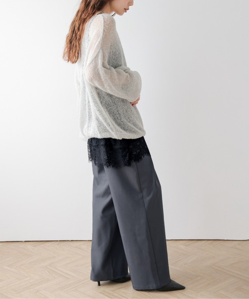 AMELY(エミリー)の「クロスタック ワイドパンツ(スラックス・レディース・グレー/ブラウン/ベージュ/ブラック・L/M)」の10枚目の写真
